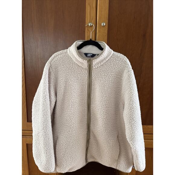 Lands’ End Sherpa Fleece Beige Full Zip Jacket With Pockets Women’s Size 2x - Picture 1 of 9